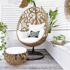 Gibson Single Seater Hanging Swing With Stand For Balcony , Garden (Tan)
