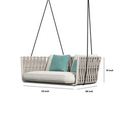 Reto Double Seater Hanging Swing Without Stand For Balcony , Garden Swing (Grey) Braided & Rope