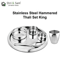 Stainless Steel Hammered Thali Set King