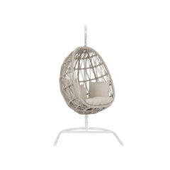 Saga Single Seater Hanging Swing With Stand For Balcony , Garden (Cream) Braided & Rope