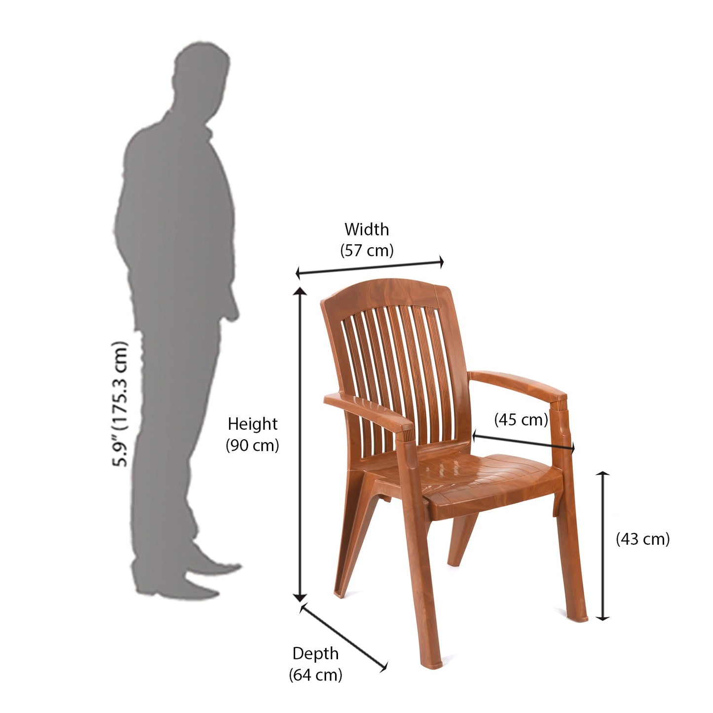 Nilkamal Heritage Plastic Arm Chair (Mango Wood)