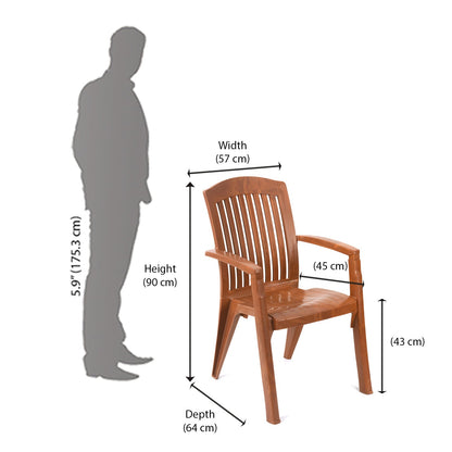 Nilkamal Heritage Plastic Arm Chair (Mango Wood)