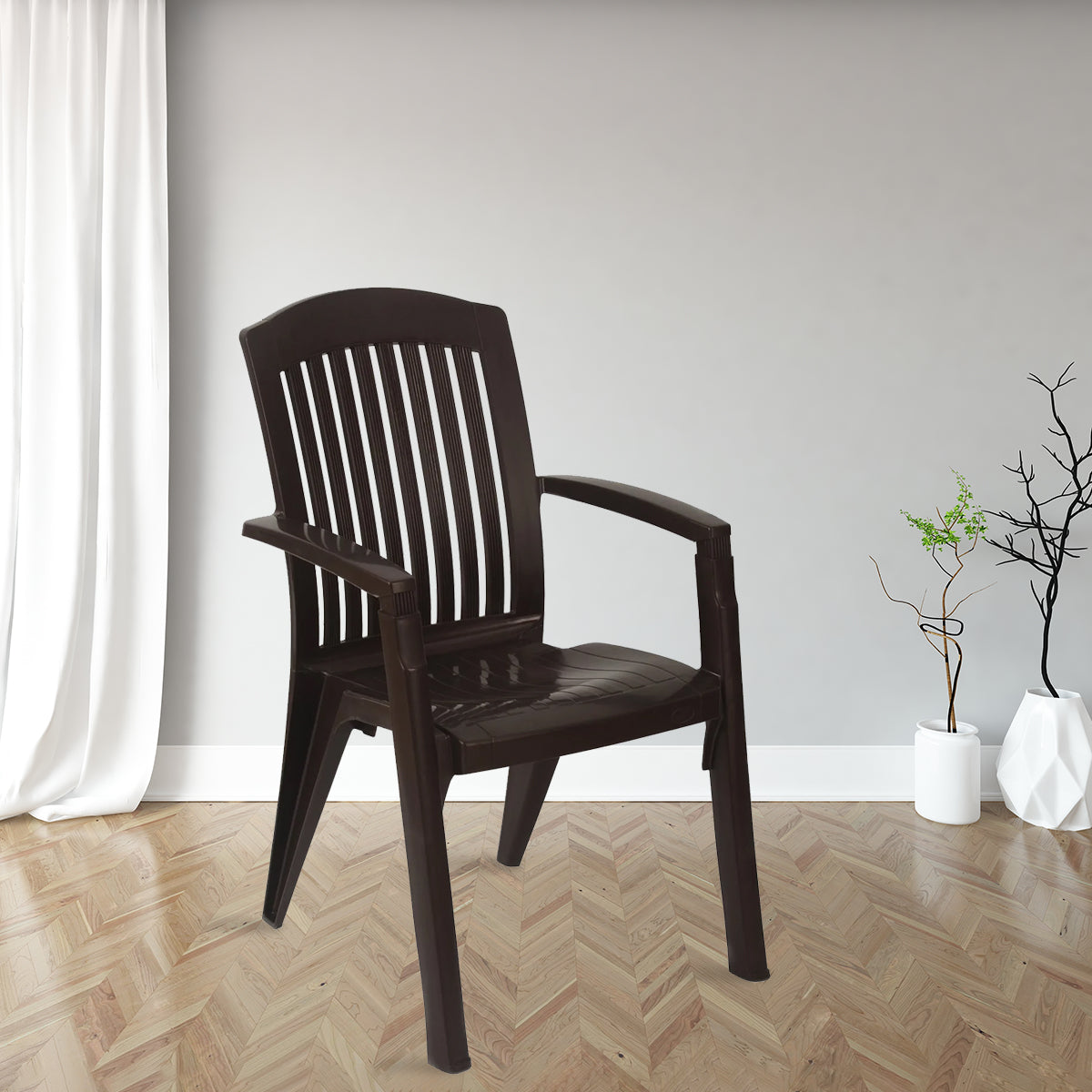 Nilkamal Heritage Plastic Arm Chair (Weather Brown)