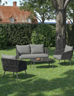 Beitelg Outdoor Sofa Set 2 Seater, 2 Single seater and 1 Center Table (Grey) Braided & Rope
