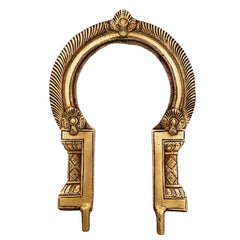 Handcrafted Brass Prabhavali Aura Frame for Deity Idol, Prabhamandala Tiruvasi Thiruvachi Makara Torana Kirtimukha Arch | Traditional Temple Backplate for Home Mandir & Pooja Decor, Gold, 7 Inch, 1 Piece