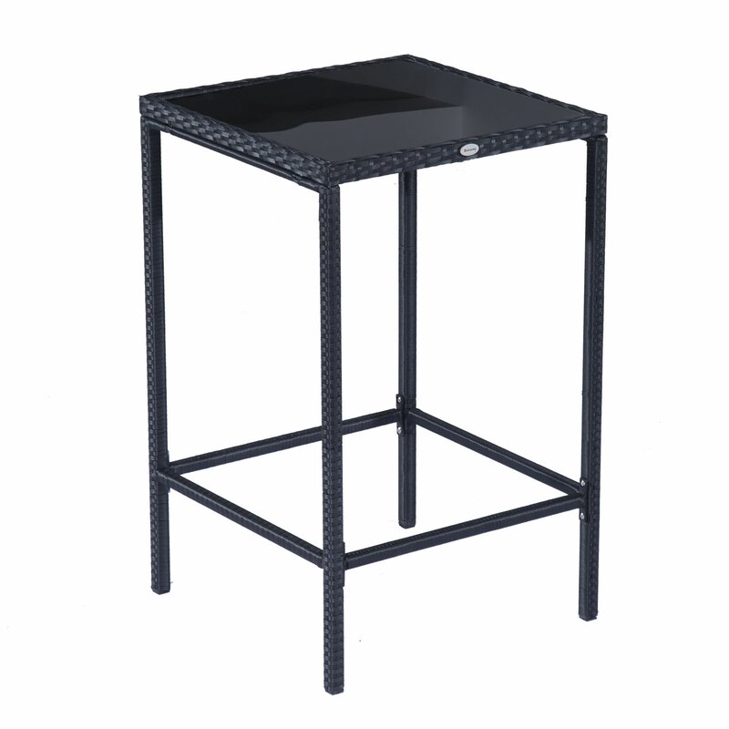 Cantu Outdoor Patio Bar Sets 2 Chairs and 1 Table (Black)