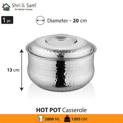 Stainless Steel Hammered Casserole with SS Lid Hot Pot
