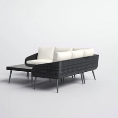 Corazón Outdoor Sofa Set 5 Seater and 1 Center Table Set (Black)