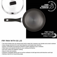 Hard Anodized Fry Pan With Stainless Steel Lid (Milton Procook)