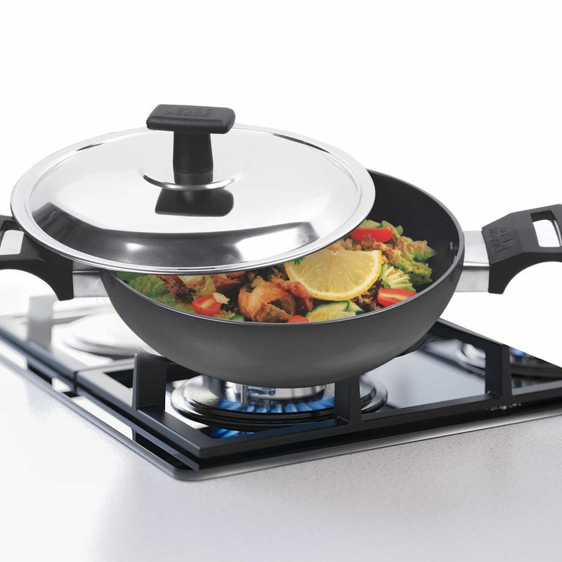 Hard Anodized Kadhai With Stainless Steel Lid (Milton Procook)
