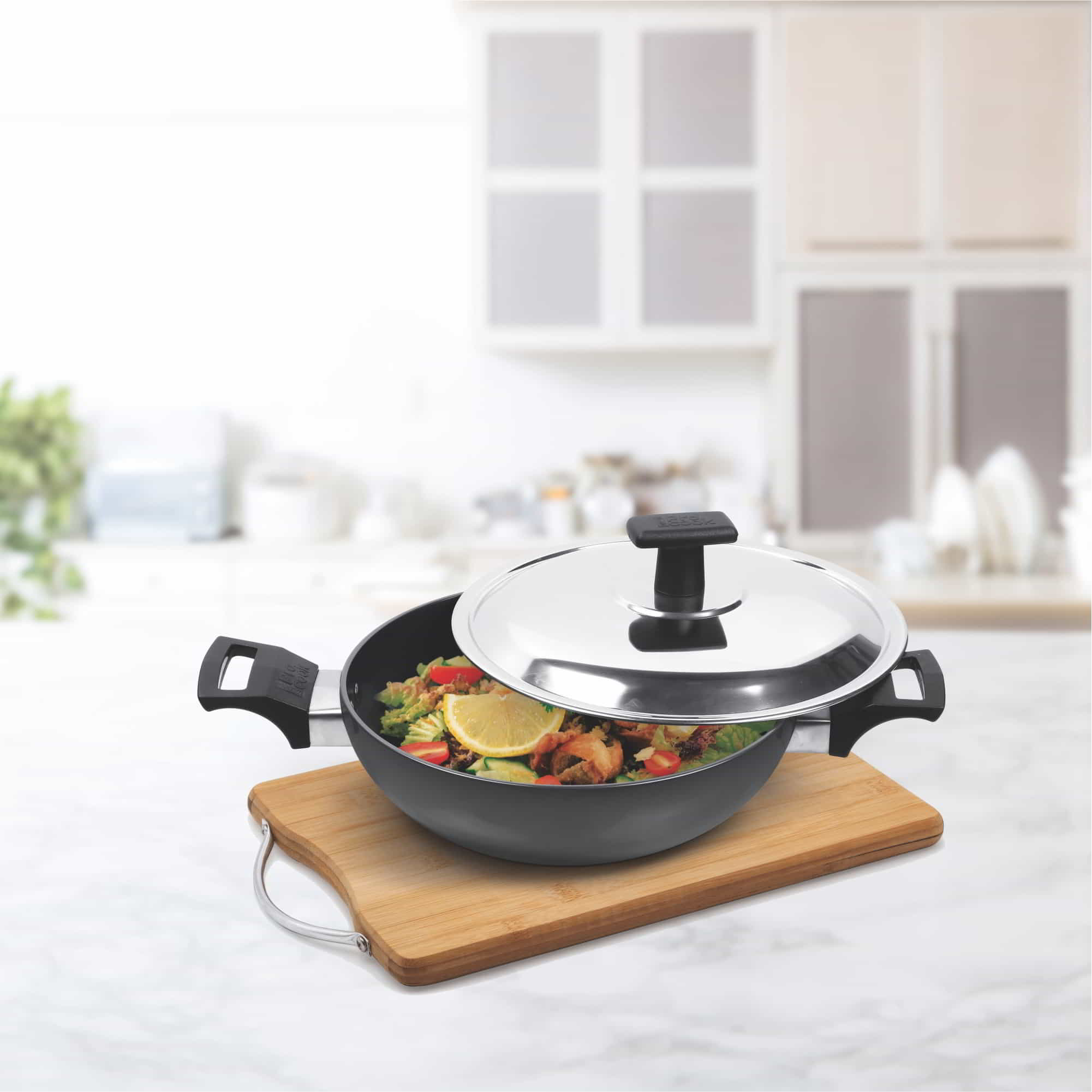Hard Anodized Kadhai With Stainless Steel Lid (Milton Procook)