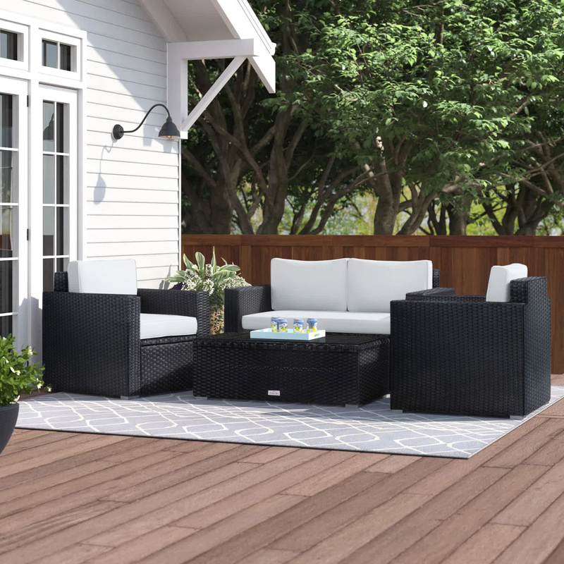 Power Outdoor Sofa Set 2 Seater , 2 Single seater and 1 Center Table Set (White)