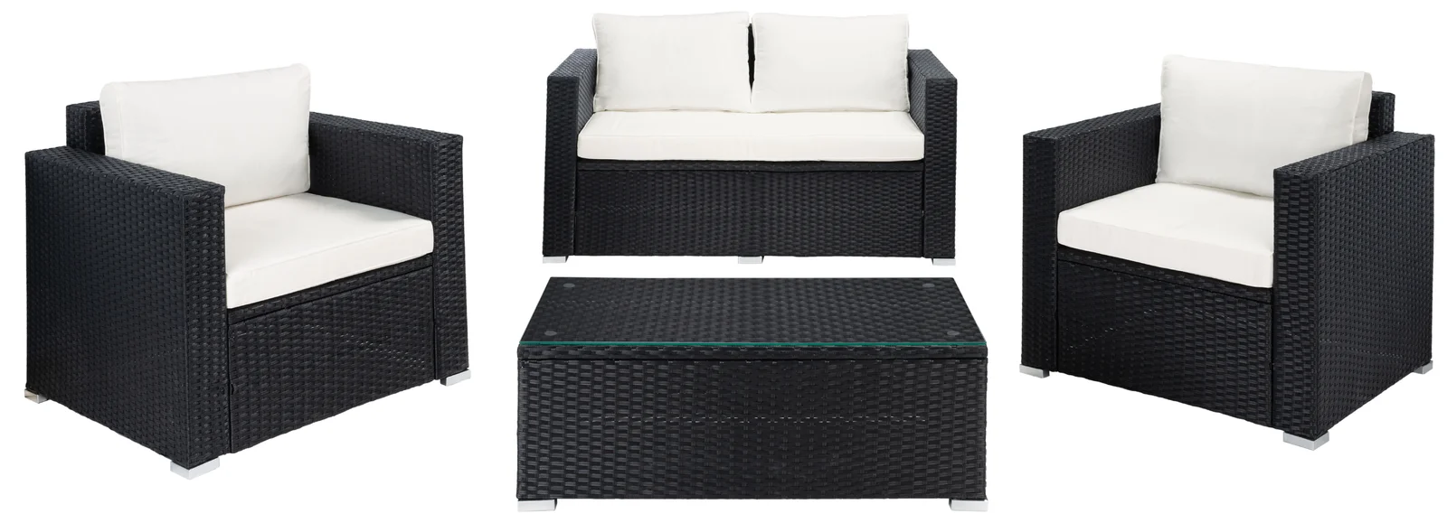 Power Outdoor Sofa Set 2 Seater , 2 Single seater and 1 Center Table Set (White)