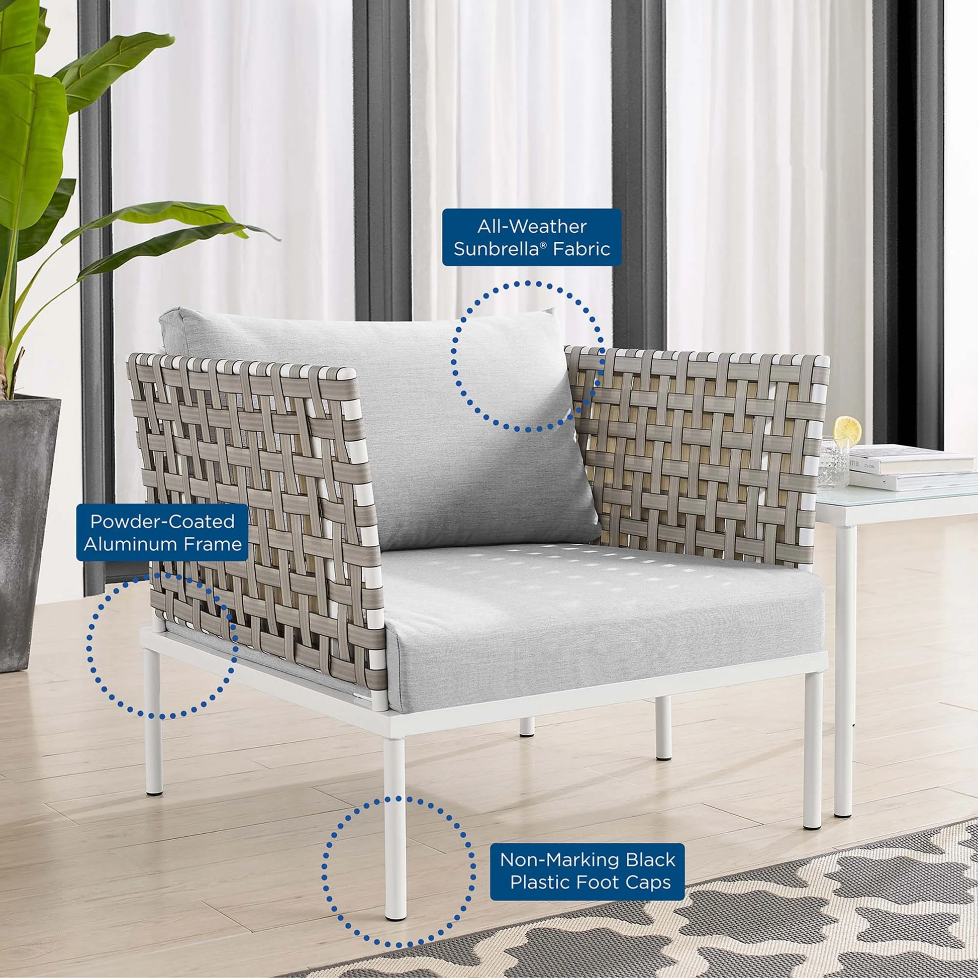 Finds Outdoor Patio Seating Set 2 Chairs and 1 Table Set (White) Braided & Rope