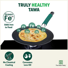 Ironklad 100% Pure Sheet Iron Concave Tawa, Steel Cool Touch Handle & Silicone Grip, Pre-seasoned, Toxin-free, 27 cm, 1 Kg