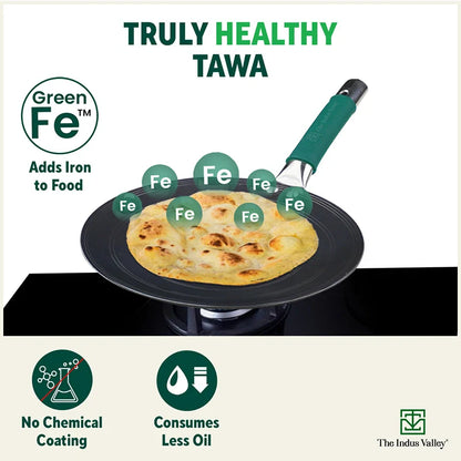 Ironklad 100% Pure Sheet Iron Concave Tawa, Steel Cool Touch Handle & Silicone Grip, Pre-seasoned, Toxin-free, 27 cm, 1 Kg