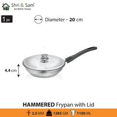 Stainless Steel Heavy Weight Hammered Fry Pan with SS Lid