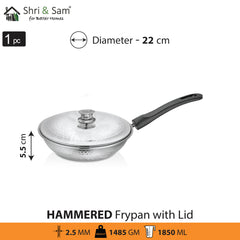 Stainless Steel Heavy Weight Hammered Fry Pan with SS Lid