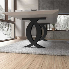 Criss-Cross Oval Metal Table Legs Powder-Coated Black | Premium Iron Base for Dining & Work Tables