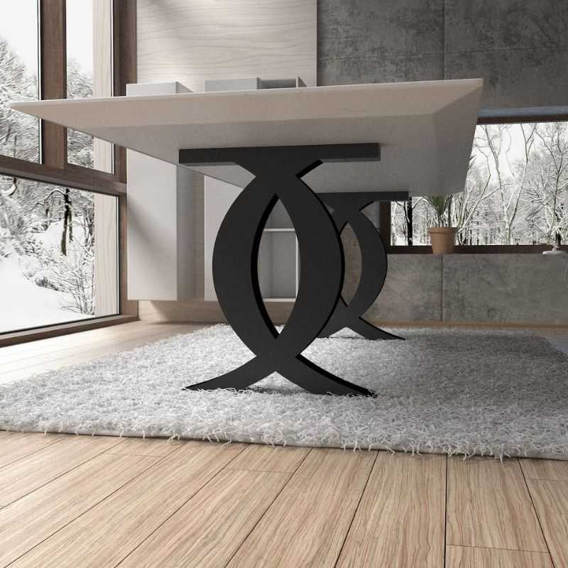 Criss-Cross Oval Metal Table Legs Powder-Coated Black | Premium Iron Base for Dining & Work Tables