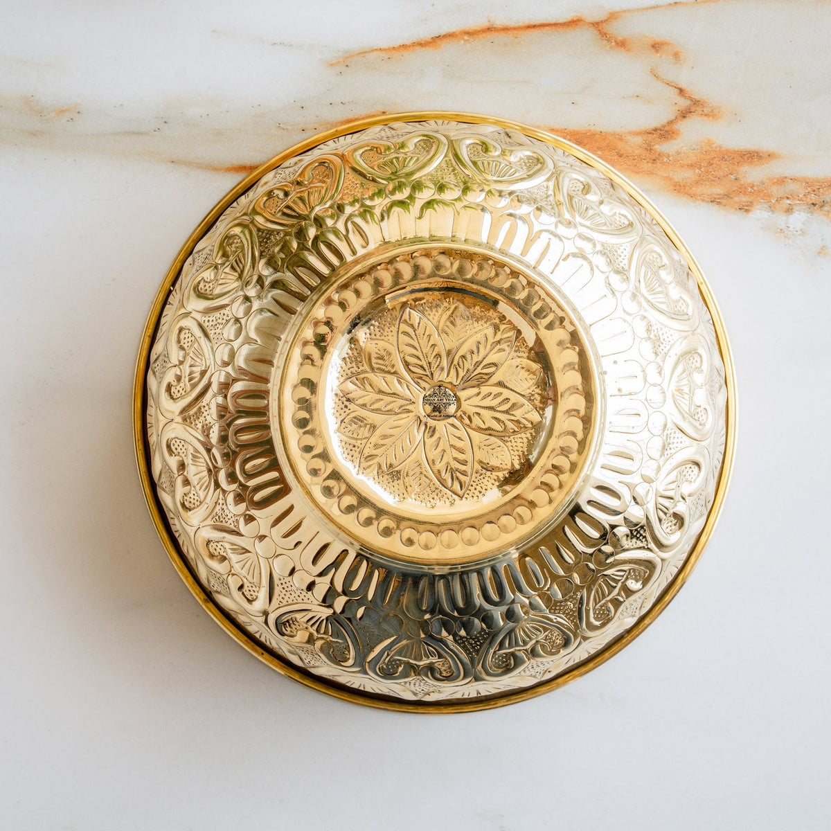 Pure Brass Embossed Design Urli