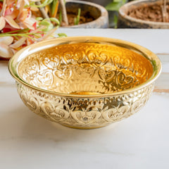 Pure Brass Embossed Design Urli