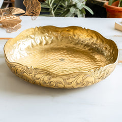 Golden Metal Urli Bowl With Embossed Design