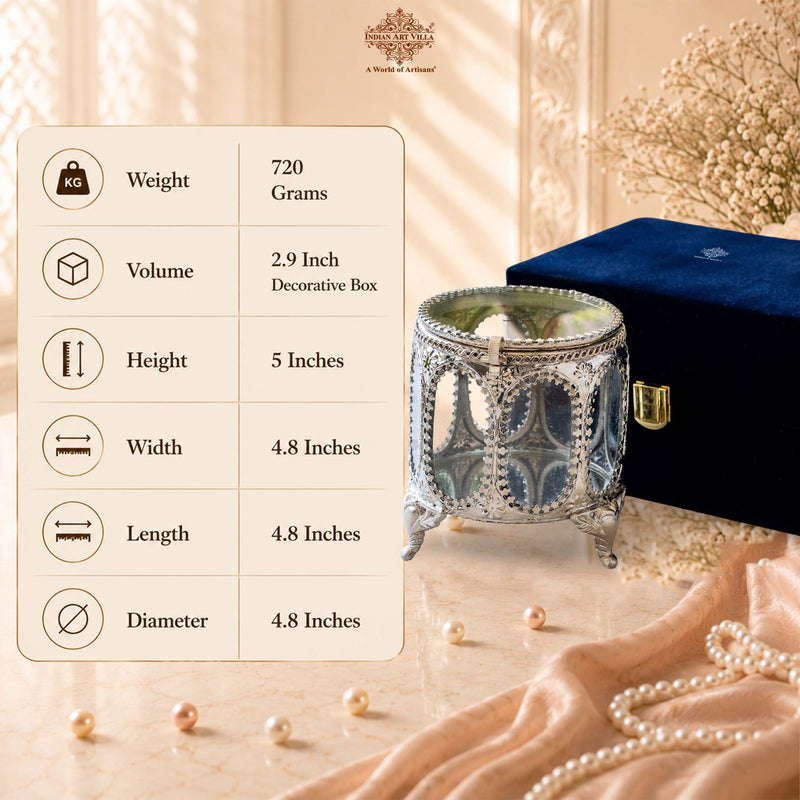 Brass & Glass Decorative Box with Embossed Detail