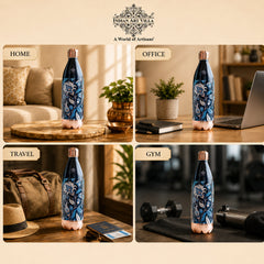 Copper Kalakriti Midnight Tulip Printed Bottle-1050 ML