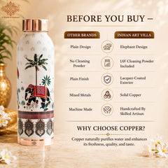 Copper Kalakriti Elephant Walk Printed Bottle - 900 ML