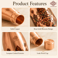 Copper Kalakriti Rose Gold Blossom Printed Bottle-1080 ML