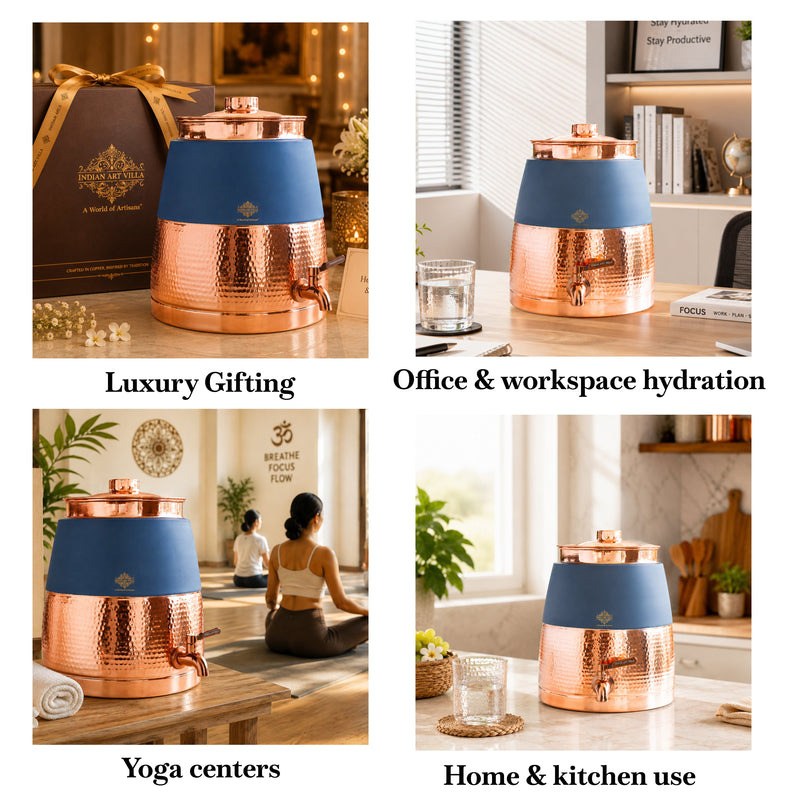 Copper Water Pot with Hammered Design & Silk Finish 7000 ML