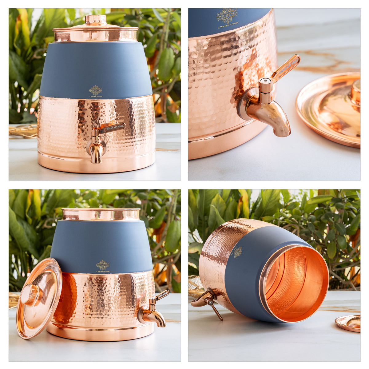 Copper Water Pot with Hammered Design & Silk Finish 7000 ML