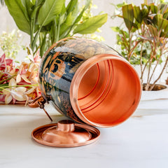 Pure Copper Water Pot with Kalakriti Printed Design - 7100 ML