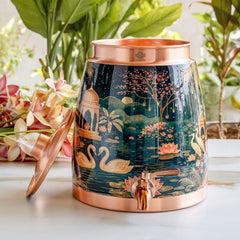Pure Copper Water Pot with Kalakriti Printed Design - 7100 ML