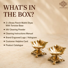 Pure Brass Panch Mukhi Tortoise Diya Set