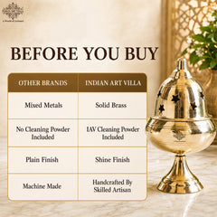Brass Akhand Jyoti Diya with Star-Cut Protective Lid