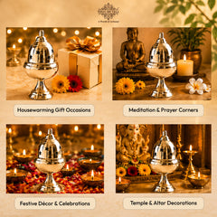 Brass Akhand Jyoti Diya with Star-Cut Protective Lid
