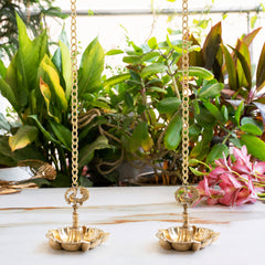 Brass Hanging Diya Set of 2 for Daily Pooja and Ritual Lighting