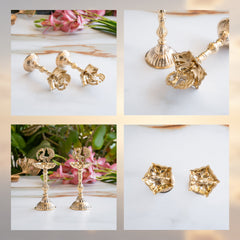Brass Pillar Diya Set of 2 - Standing Oil Lamps
