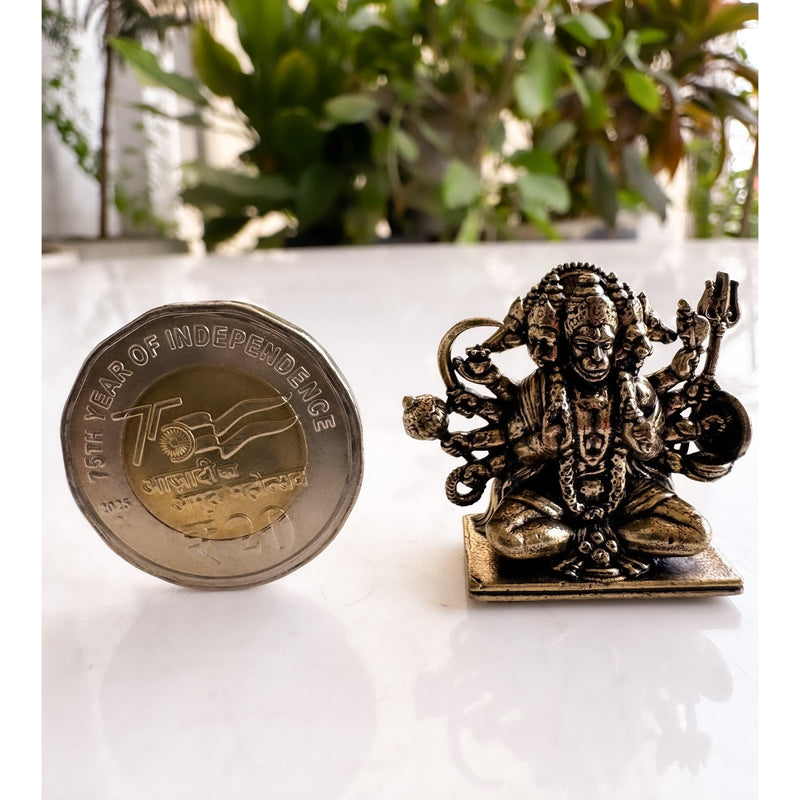 Pure Brass Miniature Panch Mukhi Hanuman Ji
