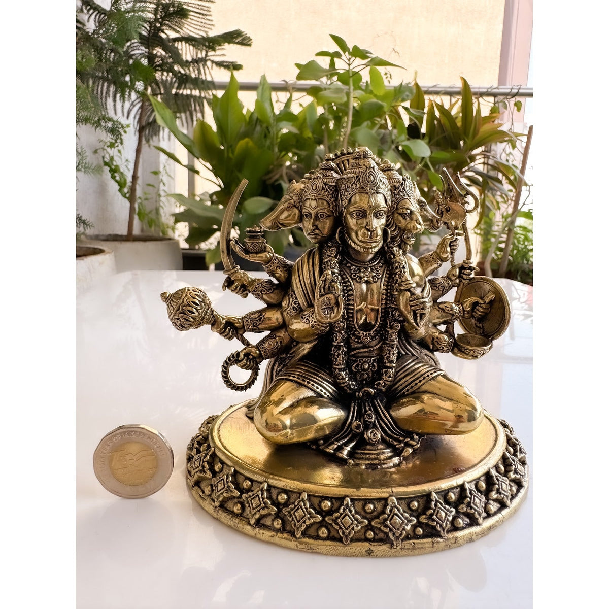 Pure Brass Panch Mukhi Hanuman ji Murti For Home Temple