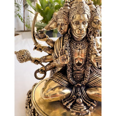 Pure Brass Panch Mukhi Hanuman ji Murti For Home Temple