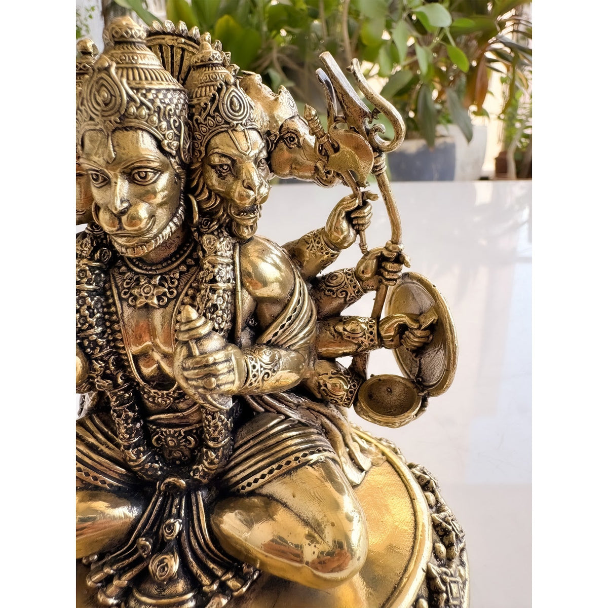 Pure Brass Panch Mukhi Hanuman ji Murti For Home Temple