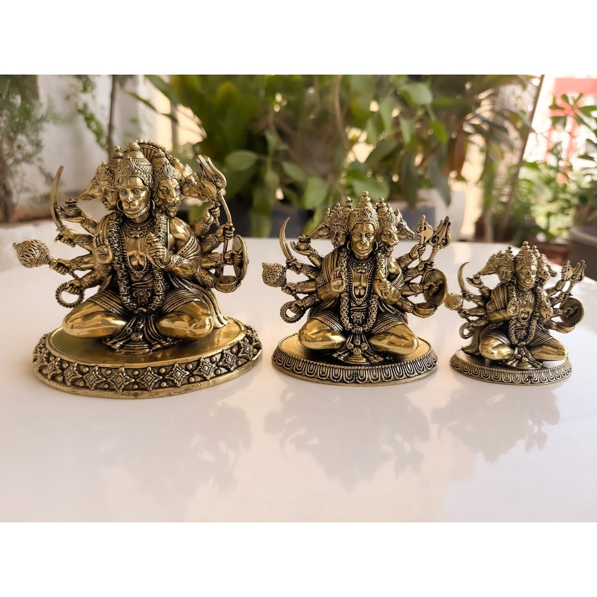 Pure Brass Panch Mukhi Hanuman ji Murti For Home Temple