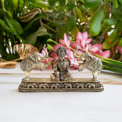 Brass Lakshmi Idol with Elephant Design - Pooja Home Temple Décor and Gifting