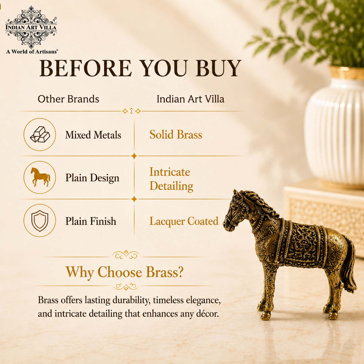 Brass Horse Miniature - 2.90 cm