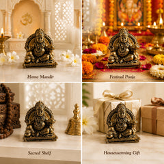 Pure Brass Miniature Kuber Ji Murti For Home Decor and Vastu