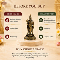 Pure Brass Miniature Meenakshi Amman Ji Standing Murti - 3.81 cm