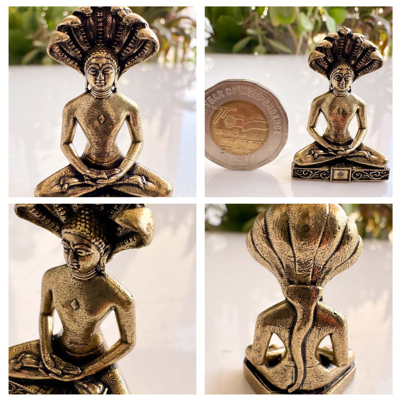 Pure Brass Miniature Parshvanath Ji Murti - 4 cm